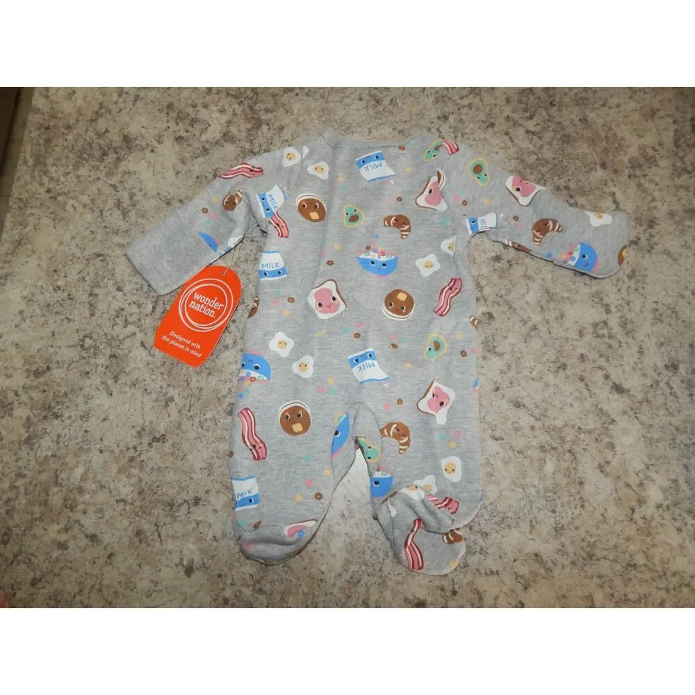 Wonder Nation Unisex Preemie 2pc Sleep N Play Onesie Bundle NWT + NWOT 2-Way Zip